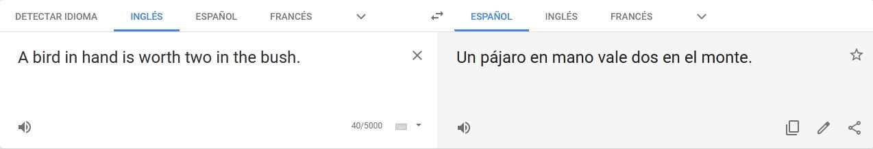 Google Translate fails in Spanish with sayings